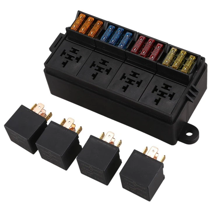 12V Fuse Relay Box With 12 Pcs ATC/ATO Blade Fuses